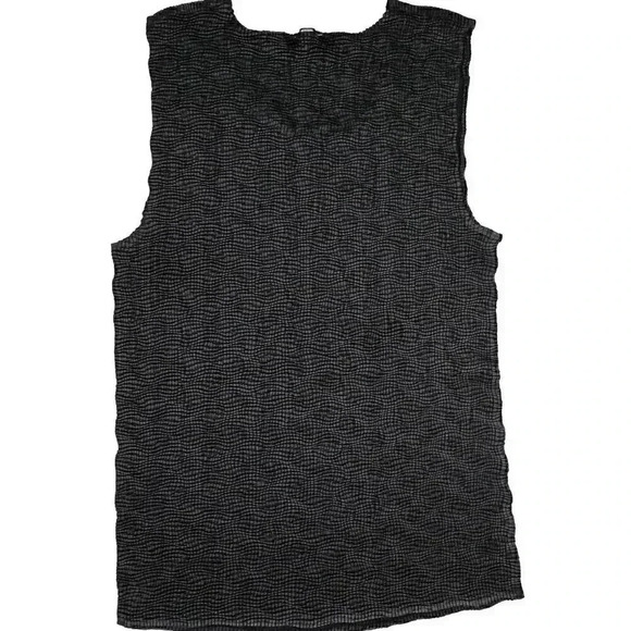 2000s Black Geometric Pleated Summer Tank Top Size Small Form Fitting Tank - Picture 3 of 3